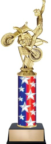 Customizable 12 Cycle Motorcross Bikes Pennant Star Trophy Award, Engrave Now