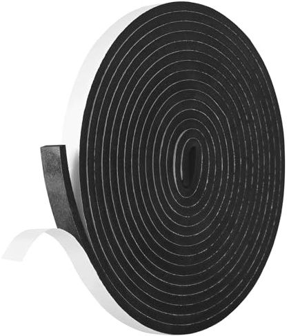 Kikerike Self Adhesive Foam Tape Weatherstrip 1/2In x 1/4In x 16.5Ft High Density Foam Insulation Strips Seal Weather Stripping with Strong Adhesive for Door and Window Sound Isolation Soundproofing