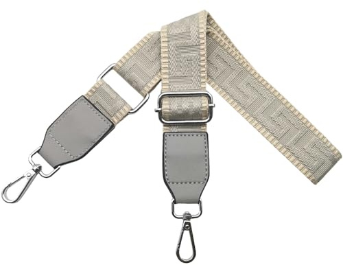 Correa para Bolsos Bandolera Correa de Hombro Ajustable para Mujer con Cuero, Reemplazo Correa Bolso con Mosquetón Plateado 3.8cm Anchura Bolsos Crossbody, Caqui/Gris Claro, T25