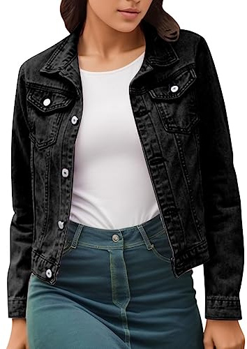 topuersaiv giubbino estivo donna Denim da Casual Corta Elegante con Tasche Jacket Moda Cappotto per Primavera Autunno Regalo