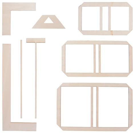 URROMA Lot de 8 Outils de Reliure de Livres, règle de Reliure de Livres en Bois, Outils de Scrapbooking complets excellents pochoirs et kit de Guide de découpe pour la Fabrication de Livres