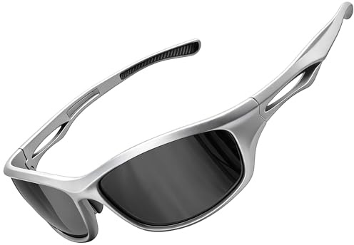 Joopin Polarised Sports Wrap Around Sunglasses UV400 Protection | Anti-Glare, Windproof Ultralight Durable TR90 Frame Ergonomic Fit Classic Square Shade for Men Women Golf Hiking Cycling