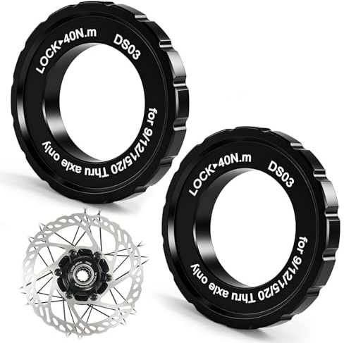 OCCOUMR 2 stycken centerlås låsring 44 x 26 x 8 mm | Lockring av aluminiumlegering, kompatibel med Shimano för 9/12/15/20 mm, för MTB och cykelbromsskivor