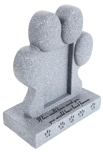 GRIRIW Pierre Tombale pour Chien et Chat Gris en Pierre Résistante aux Intempéries, Stèle Commémorative Extérieure pour Animaux de Compagnie, Décoration de Jardin Mémorial pour Souvenir