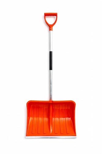 Ondis24 Große Schneeschaufel – Extra breiter Schneeschieber Schneeräumer aus Kunststoff mit Aluminiumstiel Schaufel mit extra Schiene aus Aluminium – Ergonomische Schneeschaufel für Einfahrt, Gehweg