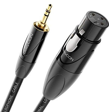 deleyCON 1m XLR till 3,5mm Klinka Stereo - Mikrofonkabel Audio Adapter Kabel AUX - Studio Kvalitet - av ren OFC Koppar (AWG24) XLR Uttag till Klinka 3,5mm Kontakt - Metallspärr