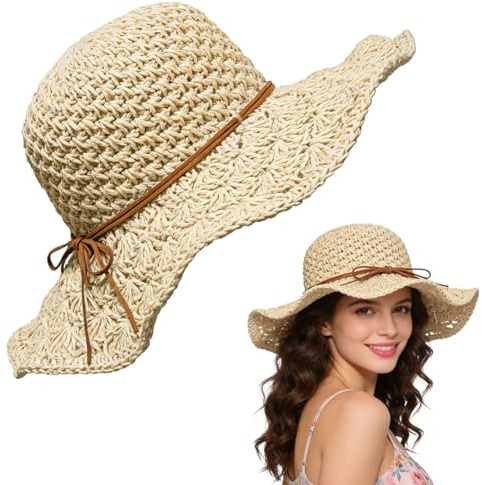 Sombrero de Paja Mujer, Sombrero Mujer Verano, Sombreros Playa Mujers, Sombreros Verano Mujers, Accesorios de Verano para Playa, Vacaciones, Viajes y Actividades al Aire Libre