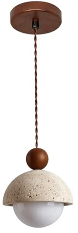 SSBHDM G9 Light Source Glass Adjustable Height Chandelier, Natural Yellow Travertine Pendant Lamp, Wabi Sabi Style Hanging Light, Dining Room Living Room Bedroom Decoration Lighting Fixtures