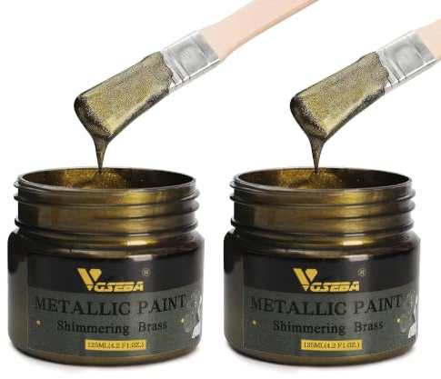 VGSEBA Acrylic Paint Metallic Brass 250ml, Non Toxic, Non Fading | Brass Acrylic Paint for Crafts, Art, Painting, Handcrafts, Ideal for Canvas Wood Clay Fabric Ceramic Craft Supplies