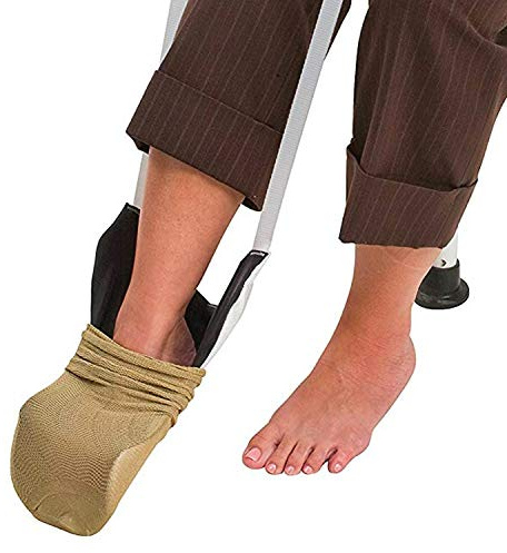 DMI Deluxe Sock Aid / Helper - Easily Pull on Socks Without Bending, Slip Resistance, Reliable Sock Aid Device for Seniors, White