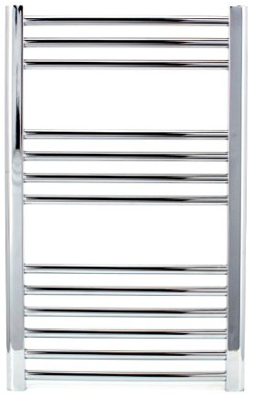 Manissa Milano Chrome Straight Central Heating Towel Rail W500mm x H800mm Flat Central Heating Towel Radiator