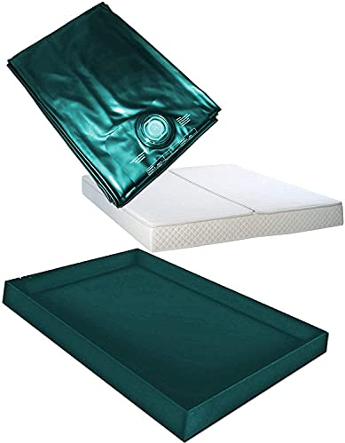 Hardside Wasserbetten Wasserkern Wasserbettmatratze Wasserbett Matratze Mono UNO + Sicherheitswanne Auslaufwanne Wanne Standup Liner + Bezug Auflage Rundumbezug (200 x 220 cm F2)