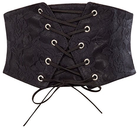 GRACE KARIN Women's Elastic Wide Waist Belt Renaissance Pirate Corset Cinch Belt Cosplay Costume with Press Button Black XL