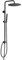 JOHO 304 Edelstahl Duschsystem ohne Armatur, Matt Schwarz Regendusche Duschset mit Wandhalterung, Duschkopf mit Schlauch, Duschstange und Kopfbrause, Rund D30 cm