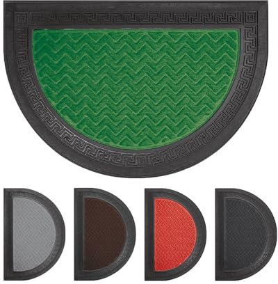 OLIVO.shop GRECA, zerbino mezzaluna esterno, zerbino in gomma, zerbino moquette e gomma ingresso, zerbino greca, vari colori, 40x60 cm (Verde)