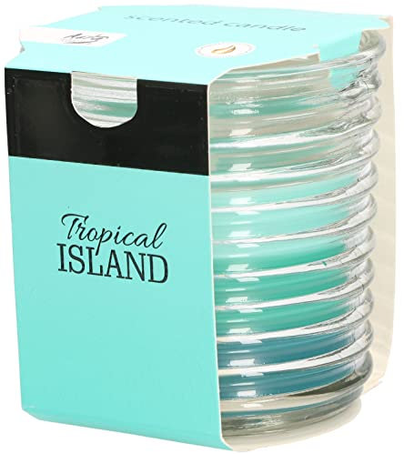 KOTARBAU® Vela perfumada en frasco de cristal, Aroma a Isla Tropical, Velas decorativas, Vela en vaso de cristal perfumada, Vela aromática, Duración 28 h, Color azul, Idea de regalo