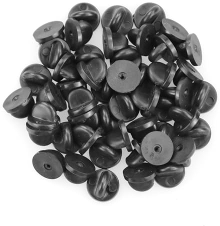 50 Piezas Mariposa Embrague Pin Backs Goma para Pasadores de Solapa Fabricación de Joyas Sombreros Insignias Uniforme (Negro 11.5mm Diámetro)