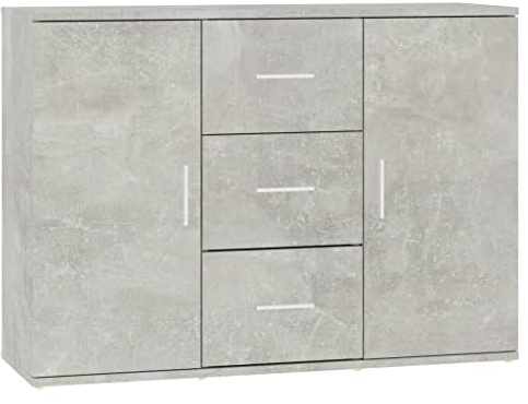 vidaXL Aparador Armario Mueble Auxiliar Puertas Almacenamiento Sala de Estar Comedor Cocina Dormitorio de Madera Contrachapada Gris Hormigón