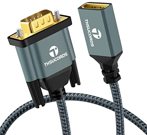 Thsucords HDMI till VGA Adapterkabel 1M, nylonflätad HDMI hona till VGA hane förlängning förlängare stöd PC dator skrivbord laptop skärm HDTV-projektor