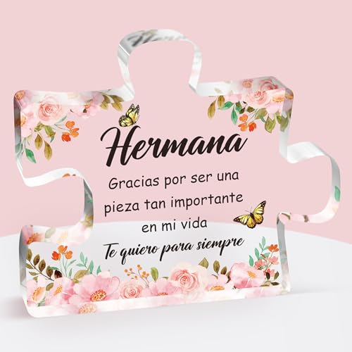 Regalo Hermana, Regalo para Mi Hermana, Adornos de Acrílico Regalo Hermana Cumpleaños, Regalos Hermana, Regalo para Hermana
