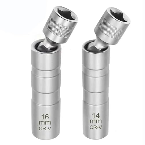 yeemeen Zündkerzenschlüssel 14mm und 16mm, Magnet Universal Flexibel Zündkerzenschlüssel, 3/8 Zoll Zündkerzenschlüssel Satz Magnetisch Zündkerze Steckschlüssel Entferner Installer Werkzeug