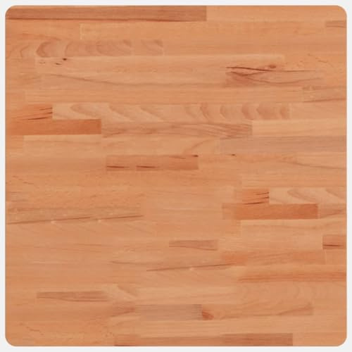 vidaXL Tischplatte, Quadratisch Holzplatte mit 4 abgerundeten Ecken, Holztischplatte Ersatzplatte für Couchtisch, Massivholztischplatte Platte, 60x60x1,5 cm Massivholz Buche