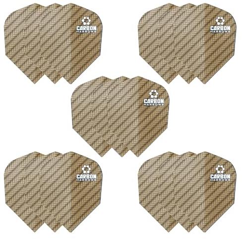 Harrows Carbon Dart Flights | 5 x Sets Darts Flights (15 Flights insgesamt) I 100 Mikron Dart Flights I Premium Extra Strong Made in UK I Professionelles Dartzubehör I Gold Dart Flights