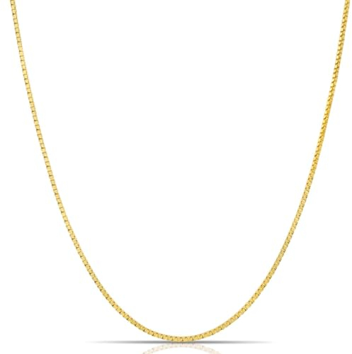 Tony Fein Venezianerkette Goldkette 585 Gelbgold 14 Karat Venezianer Vierkant Gestempelt Dünn für Damen Herren Made in Italy
