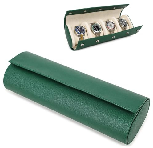 Uhrenrollen-Etui für 4 Uhren, 4 Fächer, Luxus-Uhrenrolle, Reise-Uhrenetui, Leder, Reiseuhren-Organizer, Aufbewahrungsbox