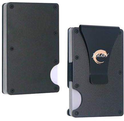JuBerry Slim Wallet- minimalistische Herren Brieftasche - Kartenetui mit RFID-Schutz und Clip für Geldscheine-edel aus Alumiunium und Metall Geldbörse für Damen und Herren