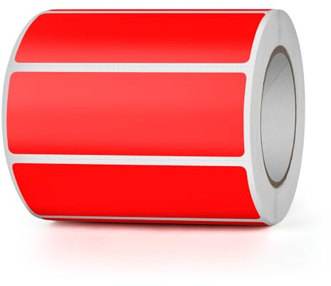YIKIADA Lot de 500 Étiquettes Thermiques Adhésives 25 X 76 mm Rouge Rouleaux Autocollantes Imperméable Amovible Imprimables pour Bureau École QR Inventaire