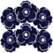 Sea Team 12-Pack Artificial Christmas Flower Ornaments, Flocked Fabric Magnolia with Glitter, Floral Decorations for Christmas Tree, Wreath, Garland, 6.3-Inch, Navy