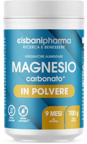 Magnesio in Polvere 700g (9 Mesi di Scorta), Magnesium Carbonato Integratore Alimentare che Regola il Metabolismo Energetico e la Normale Funzione Muscolare e Psicologica - CISBANI PHARMA