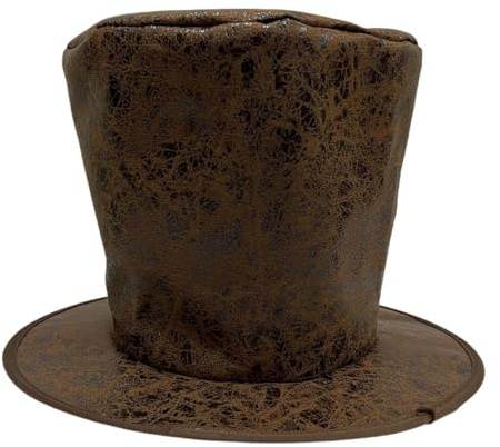 kowaku Zylinderhut für Erwachsene, Zaubererhut, Kolonialstil, Einheitsgröße, Karnevalshut, Dreispitzhut, Piratenmütze, Cosplay-Kostüm-Accessoire für Halloween, Mottopartys, Nachtclub, Braun Wildleder