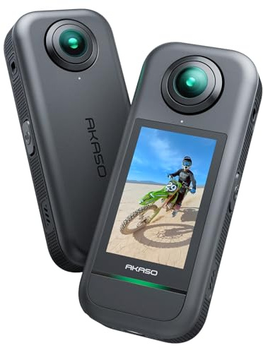 AKASO 360 Weatherproof 360° Action Camera - 5.7K 360 Video with 1/2 48MP Sensors, 72MP 360 Photo, 360-SuperSmooth, 2.29 Touchscreen, Invisible Selfie Stick Effect, 360° Horizon Lock, AI Tracking