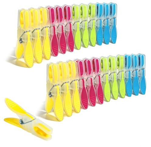 Clothes Pegs for Washing Line | Washing Line Pegs with Rubber Pad for Strong Grip | Indoor Outdoor Plastic Clothes Pegs Strong Large Laundry Pegs - 24 pcs