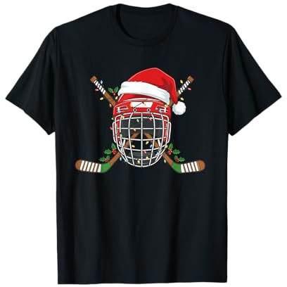 Casque de Hockey sur Glace de Noël pour Hommes, garçons, Enfants, Adolescents T-Shirt