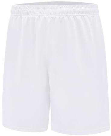 Himcus Boys Quick-Dry PE Football Shorts Kids Running Sports Shorts(110,4-5 Years,White)