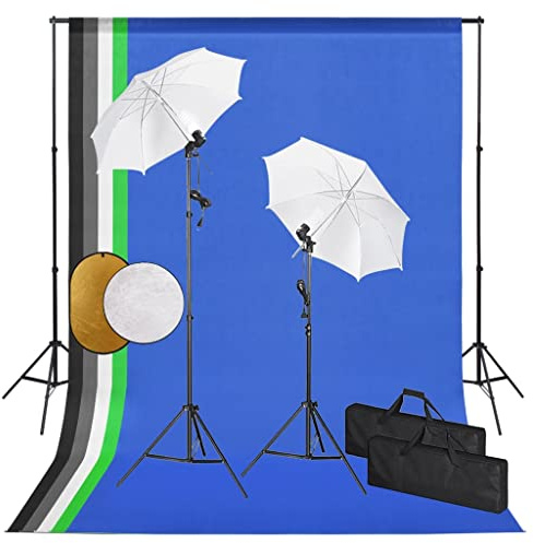 LoogCape Fotostudioset med lampor, bakgrund, reflektor, stativ, softboxar för porträtt och produktfotografering i hemmastudion, inklusive transportväskor och justerbara ljussystem
