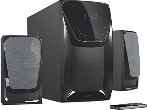 Speedlink EUFONIA 2.1 Subwoofer System - Système d’Enceintes Stéréo Actif 2.1 (DisPlay, Puissance de Crête 100W, Télécommande sans fil à InfraRouge) Noir