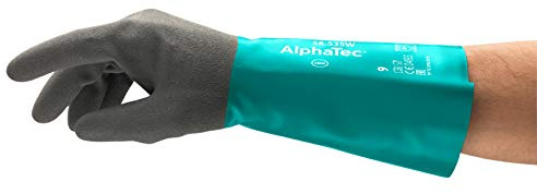 Ansell AlphaTec 58-535W Chemikalien-Arbeitshandschuhe, Einzigartige Kombination aus Chemikalienfestigkeit, Griffsicherheit und Komfortablem Innenfutter, Grün, Größe 2XL (6 Paar)