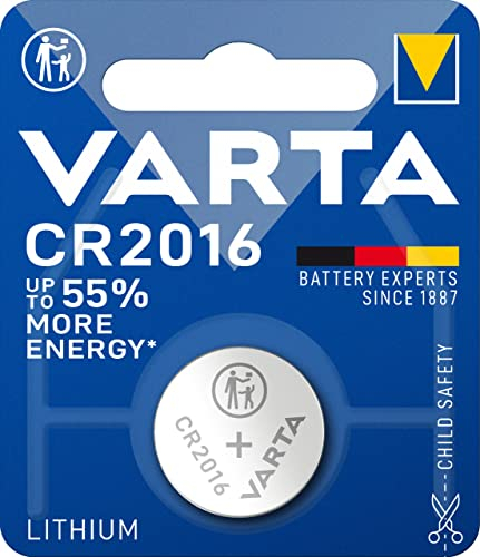 VARTA Batterien Knopfzelle CR2016, 1 Stück, Lithium Coin, 3V, kindersichere Verpackung, für elektronische Kleingeräte - Autoschlüssel, Fernbedienungen, Waagen