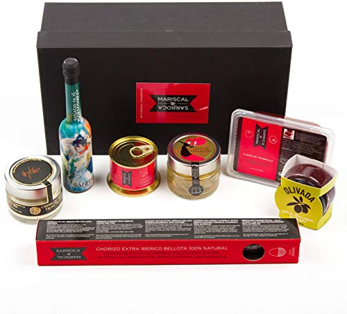 Lote Productos Gourmet Premium Regalo ideal para ocasiones especiales Ibéricos Foie Grass Aceite de Oliva Virgen Extra Queso con Trufa Membrillo Lote 65 Mariscal & Sarroca