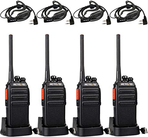 Retevis RT24V Freenet Funkgeräte, Walkie Talkie Lizenzfrei, Funkgerät mit Headset und USB Ladeschale, 6 Kanäle Walkie Talkie Aufladbar für Aktivität (4 Stück, Schwarz)