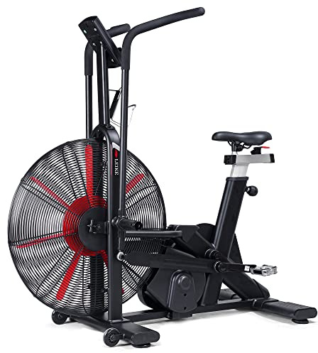 leikefitness Fan Exercise Bike Upright AirBike Indoor Cycling Stationary Bicycle with Unlimited Air Resistance System,Heart Rate Compatibility and Tablet Holder for Home Cardio Workout