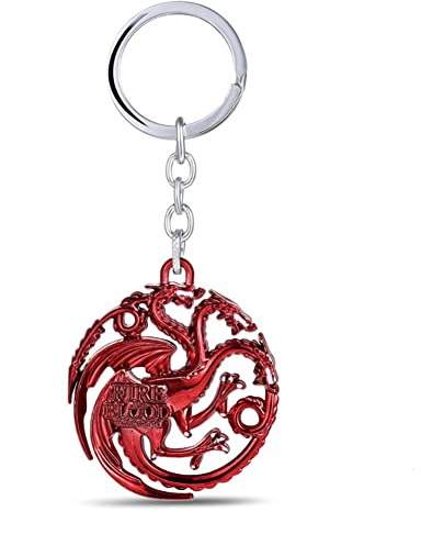 Bkinpid drake nyckelring hus Targaryen nyckelring (röd)