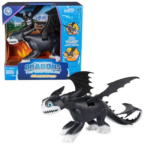 Dragons DreamWorks Interactive Fire and Flight Thunder Figurine Thunder avec Effets Lumineux et sonores 30,4 cm pour Enfants à partir de 4 Ans