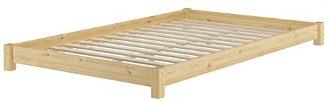 Erst-Holz Breites, flaches Futonbett Einzelbett 120x200 Kiefer massiv V-60.51-12, Ausstattung:Rollrost inkl.