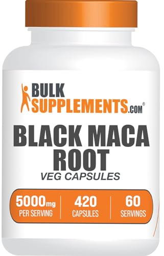 BulkSupplements.com Black Maca Root Capsules - Black Maca Supplement, Black Maca Root 5000mg, Black Maca Capsules - Gluten Free, 7 Capsules per Serving 420 Veg Capsules (Pack of 1)