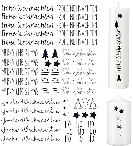 Fräulein Lotti | Wasserschiebefolie fuer Kerzen - Thema: Weihnachten 1 | Tattoofolie | schwarz DIN A4